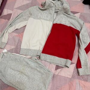 Tommy Hilfiger Red and White Hoodie Set